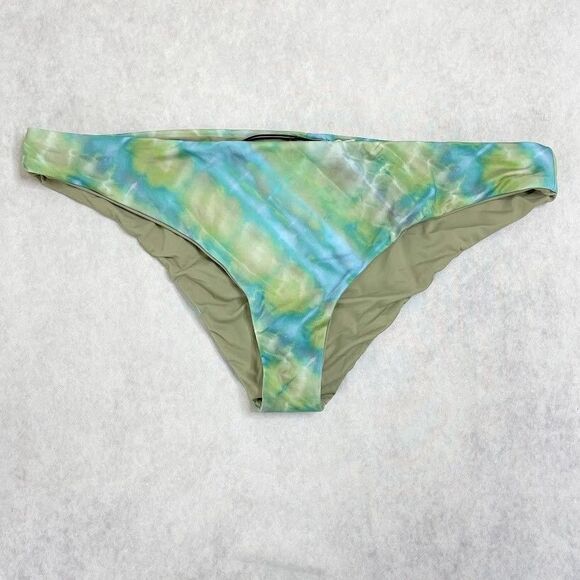 prAna Bikini Bottom Womens Size XL Blue Green Cheeky Low Rise Reversible Swim - Picture 1 of 15